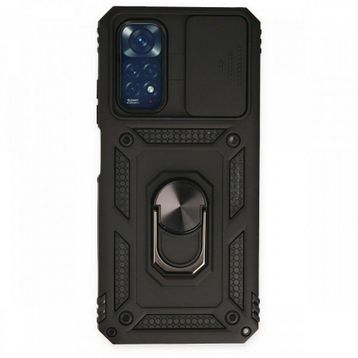 BSSM Xiaomi Redmi Note 11 Pars Lens Yüzüklü Siyah Silikon Kılıf