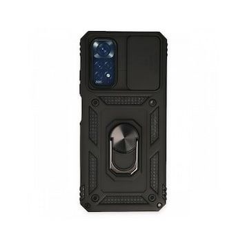 BSSM Xiaomi Redmi Note 11 Pars Lens Yüzüklü Siyah Silikon Kılıf