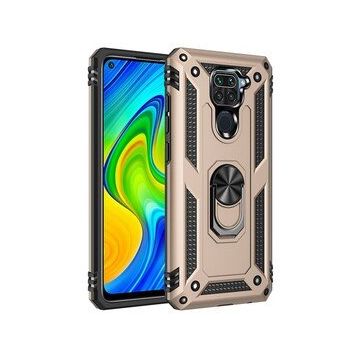 BSSM Xiaomi Redmi Note 9 Sofya Yüzüklü Silikon Kapak Gold Kılıf