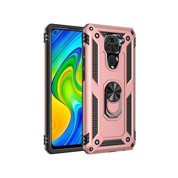 BSSM Xiaomi Redmi Note 9 Sofya Yüzüklü Silikon Kapak Rose Kılıf