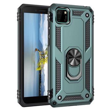 BSSM Yeşil Huawei Y5P Sofya Yüzüklü Silikon Kapak Kılıf