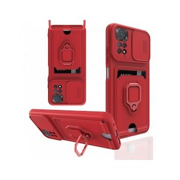 BSSM Zuma Kartvizitli Yüzüklü Silikon - Kırmızı Xiaomi Redmi Note 11 Kılıf