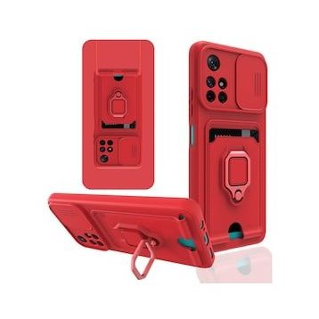 BSSM Zuma Kartvizitli Yüzüklü Silikon - Kırmızı Xiaomi Redmi Note 11T Kılıf