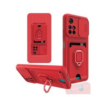 BSSM Zuma Kartvizitli Yüzüklü Silikon - Kırmızı Xiaomi Redmi Note 11T Kılıf
