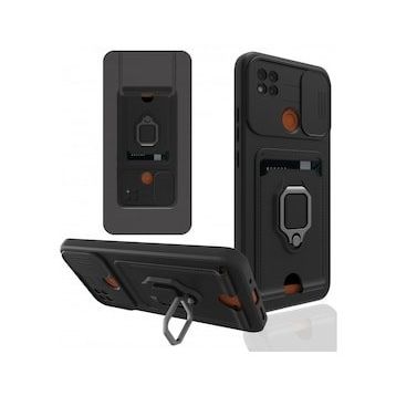 BSSM Zuma Kartvizitli Yüzüklü Silikon - Siyah Xiaomi Redmi 9C Kılıf