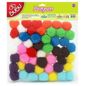 Bu-Bu 3 cm 50'li Karma Fosforlu Ponpon