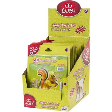 Bu-Bu APS001 3D Boyamalı Hayvanlar Serisi Ahşap Puzzle Set