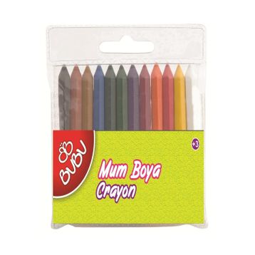 Bu-Bu BUBU00067 12 Renk Crayon Yarım Boy Mum Boya