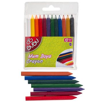 Bu-Bu BUBU00067 12 Renk Crayon Yarım Boy Mum Boya