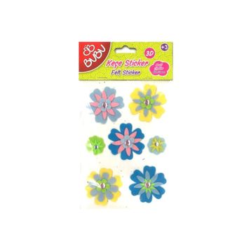 Bu-Bu STS010 ST0032 Mavili Çiçekler Keçe Sticker