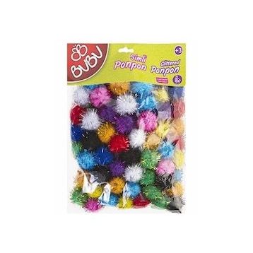 Bubu 2 cm 100'lü Renkli Simli Ponpon