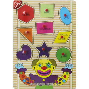 BuBu Ahşap Palyaço Geometrik Şekiller Puzzle