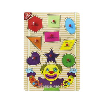 BuBu Ahşap Palyaço Geometrik Şekiller Puzzle