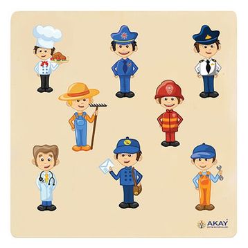 Bubu Meslekler 7 Parça Eğitici Ahşap Puzzle