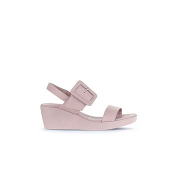 Bueno Shoes 01WA0400 Gül Kurusu Deri Kadın Dolgu Topuklu Sandalet