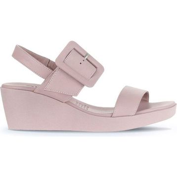 Bueno Shoes 01WA0400 Gül Kurusu Deri Kadın Dolgu Topuklu Sandalet