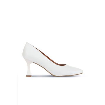 Bueno Shoes 01WA1401 Beyaz Deri Kadın Topuklu Ayakkabı