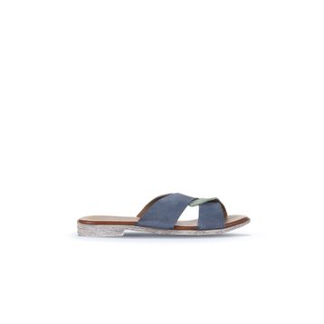 Bueno Shoes 01WA3016 Mavi Yeşil Alf Süet Kadın Düz Terlik