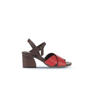 Bueno Shoes 01WA3500 Kırmızı Kahve Deri Kadın Topuklu Sandalet