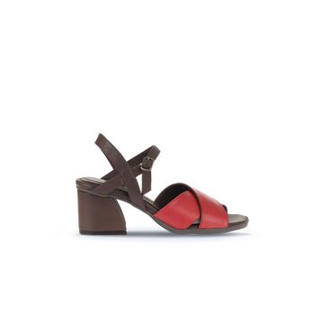 Bueno Shoes 01WA3500 Kırmızı Kahve Deri Kadın Topuklu Sandalet