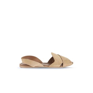 Bueno Shoes 01WA5805 Taba Açık Alf Süet Kadın Düz Sandalet