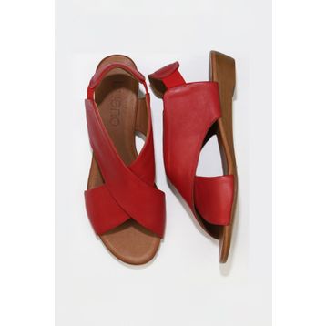 Bueno Shoes 01WL2408 Kırmızı Deri Kadın Düz Sandalet
