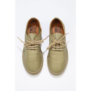 Bueno Shoes 01WN1617 Haki Deri Kadın Espadril Ayakkabı
