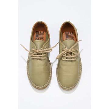 Bueno Shoes 01WN1617 Haki Deri Kadın Espadril Ayakkabı