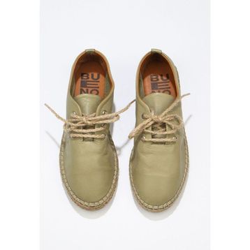Bueno Shoes 01WN1617 Haki Deri Kadın Espadril Ayakkabı
