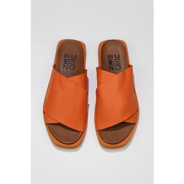 Bueno Shoes 01wq9100 Turuncu Deri Kadın Düz Sandalet
