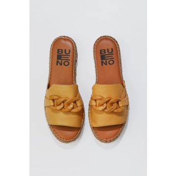Bueno Shoes 01WS1821 Sarı Deri Kadın Espadril Terlik