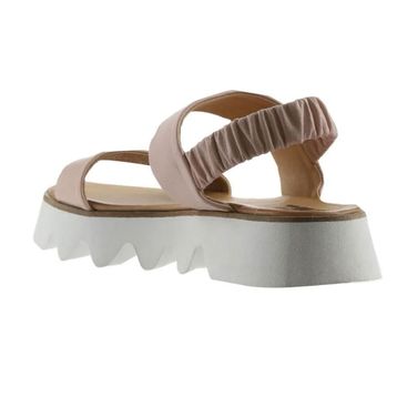 Bueno Shoes 01WS8001 Pudra Deri Kadın Dolgu Topuklu Sandalet
