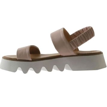 Bueno Shoes 01WS8001 Pudra Deri Kadın Dolgu Topuklu Sandalet