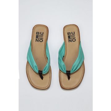 Bueno Shoes 01WU3400 Yeşil Deri Kadın Parmak Arası Terlik