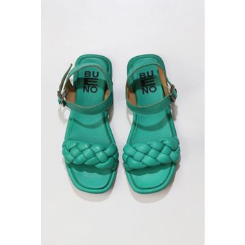 Bueno Shoes 01WU4124 Yeşil Deri Kadın Düz Sandalet