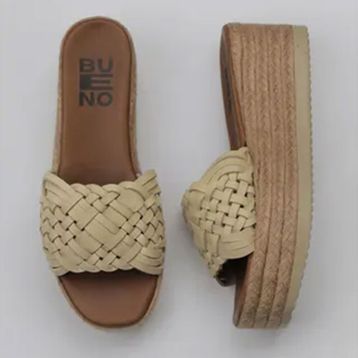 Bueno Shoes 01WU6118 Sarı Deri Kadın Espadril Terlik