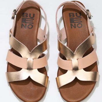 Bueno Shoes 01WU7422 Pudra Parlak Deri Kadın Düz Sandalet