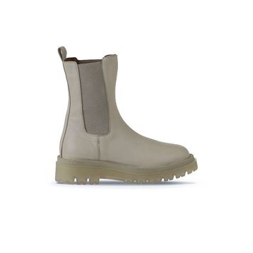 Bueno Shoes 01WV1510 Bej Deri Kadın Dolgu Topuklu Bot