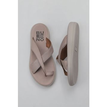 Bueno Shoes 01WY2308 Gri Deri Kadın Parmak Arası Terlik