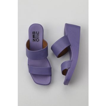 Bueno Shoes 01WY2409 Lila Deri Kadın Dolgu Topuklu Terlik