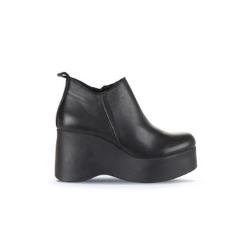 Bueno Shoes 01WZ8603 Siyah Deri Dolgu Topuklu Kadın Bot