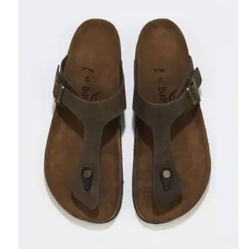 Bueno Shoes 05MT101 Haki Nubuk Deri Erkek Parmak Arası Terlik