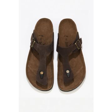 Bueno Shoes 05MT101 Kahverengi Nubuk Deri Erkek Parmak Arası Terlik