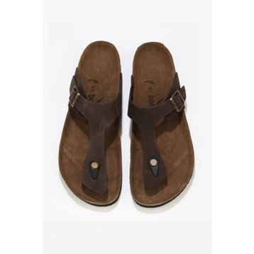 Bueno Shoes 05MT101 Kahverengi Nubuk Deri Erkek Parmak Arası Terlik