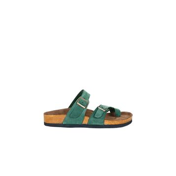 Bueno Shoes 05MT102 Yeşil Nubuk Deri Parmak Arası Erkek Terlik