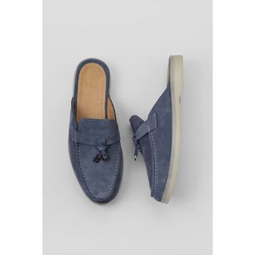 Bueno Shoes 05WT103 Mavi Süet Kadın Düz Terlik