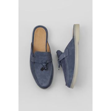 Bueno Shoes 05WT103 Mavi Süet Kadın Düz Terlik