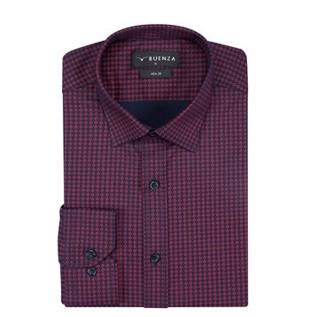 Buenza SRY 408 Bordo Empirme Licra Uzunkol Slim Fit Erkek Gömlek