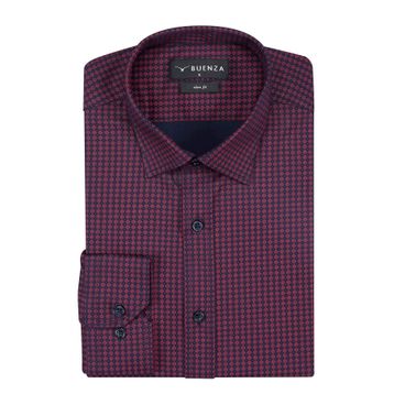 Buenza SRY 408 Bordo Empirme Licra Uzunkol Slim Fit Erkek Gömlek