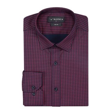 Buenza SRY 408 Bordo Empirme Licra Uzunkol Slim Fit Erkek Gömlek